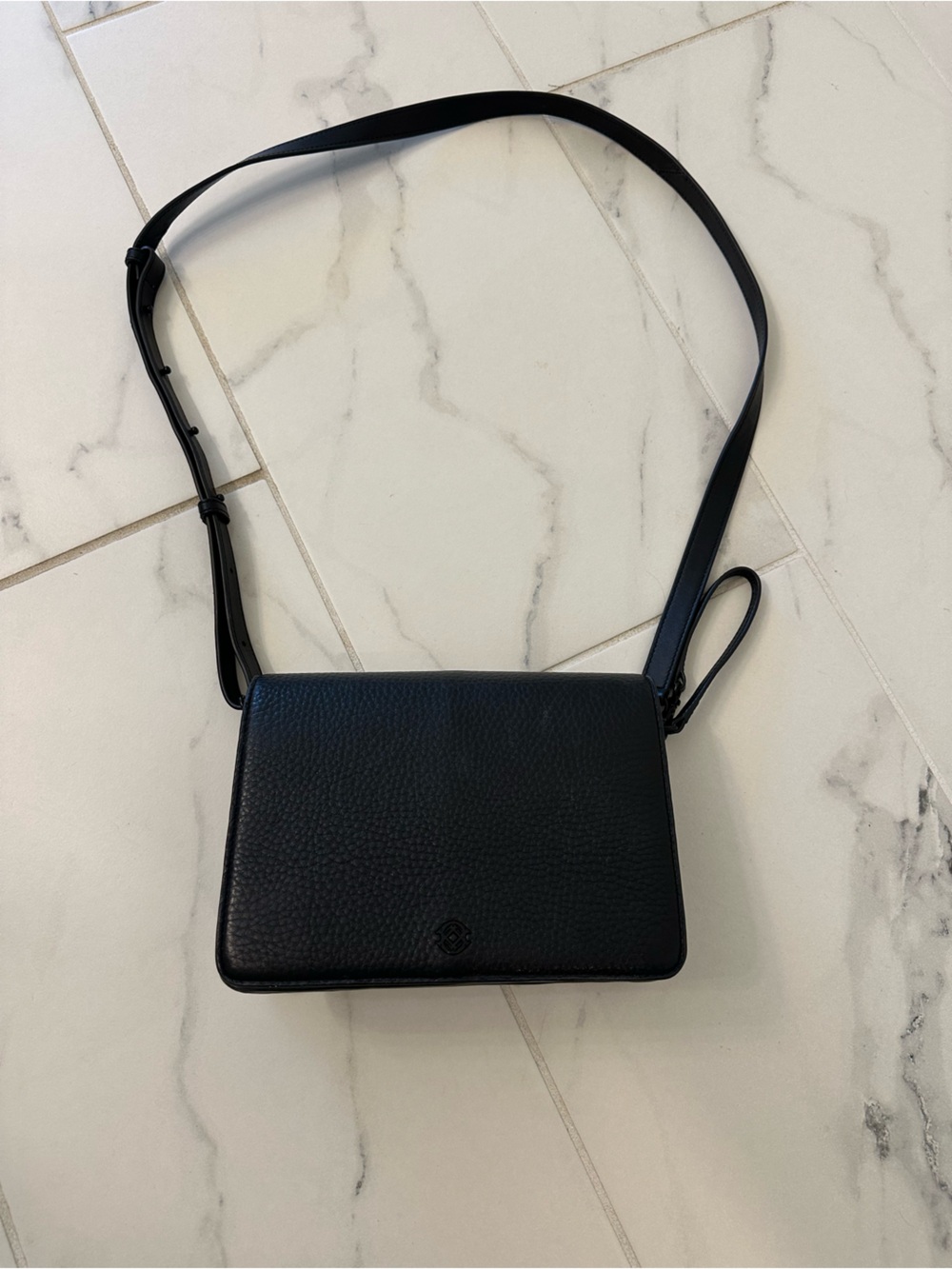 Dagne Dover Andra Black Pebbled Leather Crossbody Flap Bag